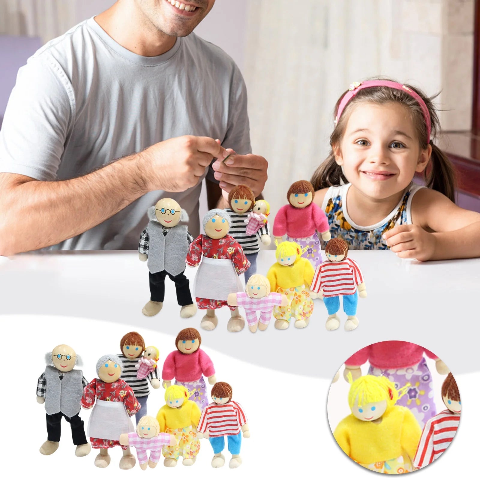 Miniature Dollhouse Accessories 7 People Set Doll Toys Y943