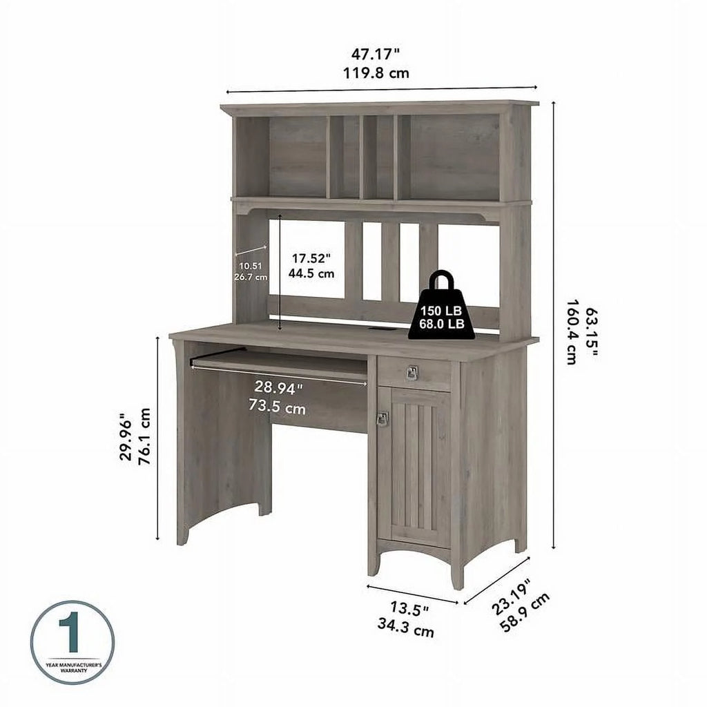 Driftwood Gray Small Computer Desk with Hutch B9409