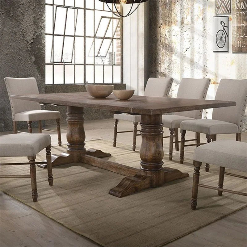 Pedestal Dining Table in Weathered Oak D106682