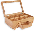 Bamboo Wood Tea Bag Storage Organizer with 8 Compartments and Drawer Q433