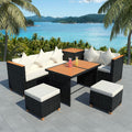 7 Piece White Cushioned Poly Rattan Outdoor Furniture Set X1708