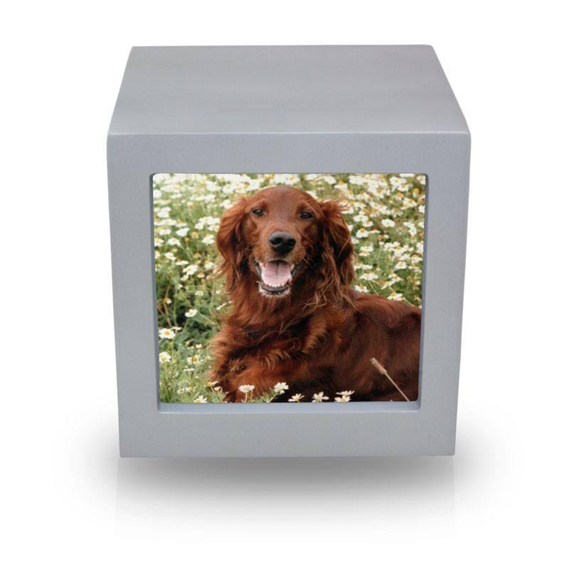 Medium Wood Memorial Urn with Silver Photo Frame W173