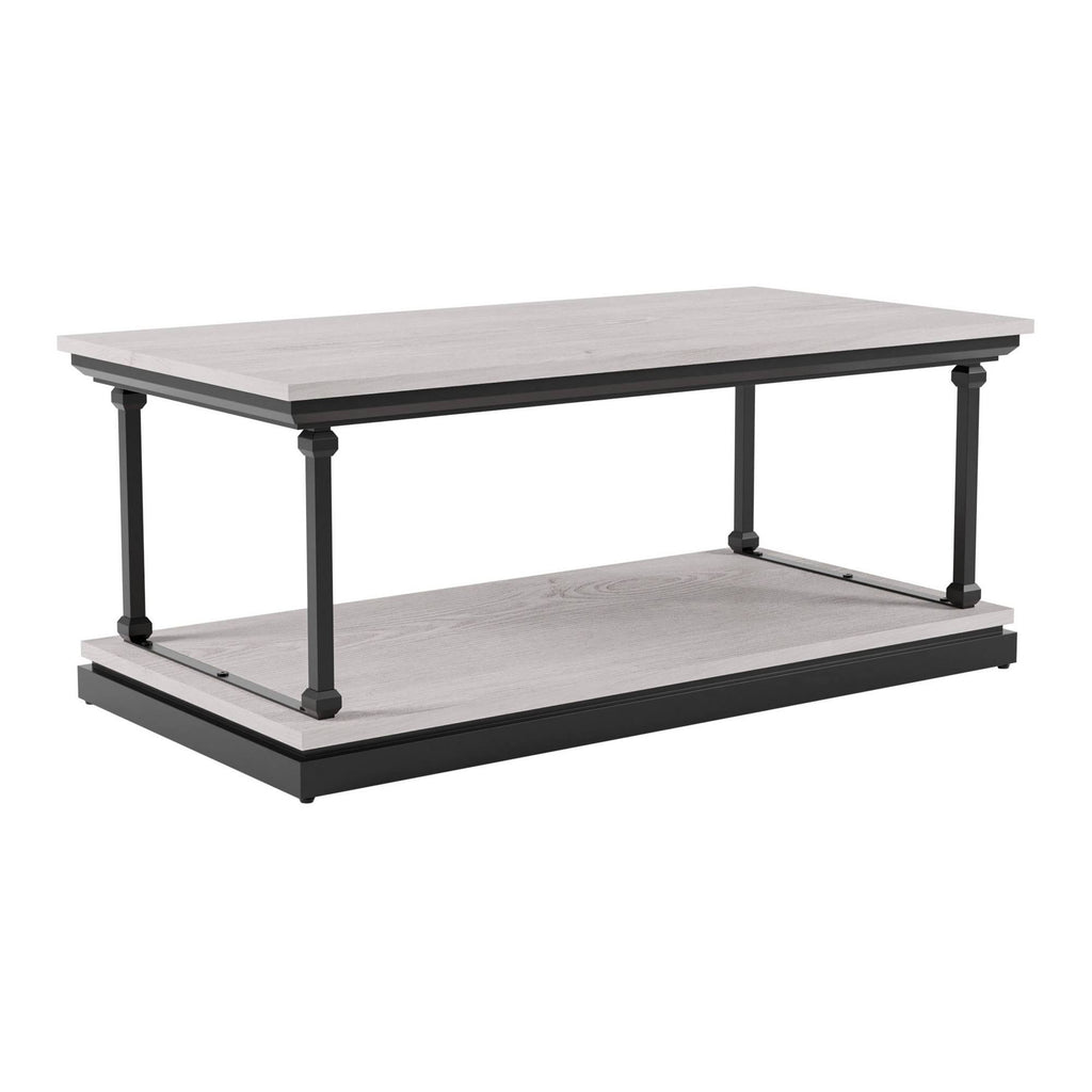 2pc Coffee and End Table Set Antique White/Black M7343