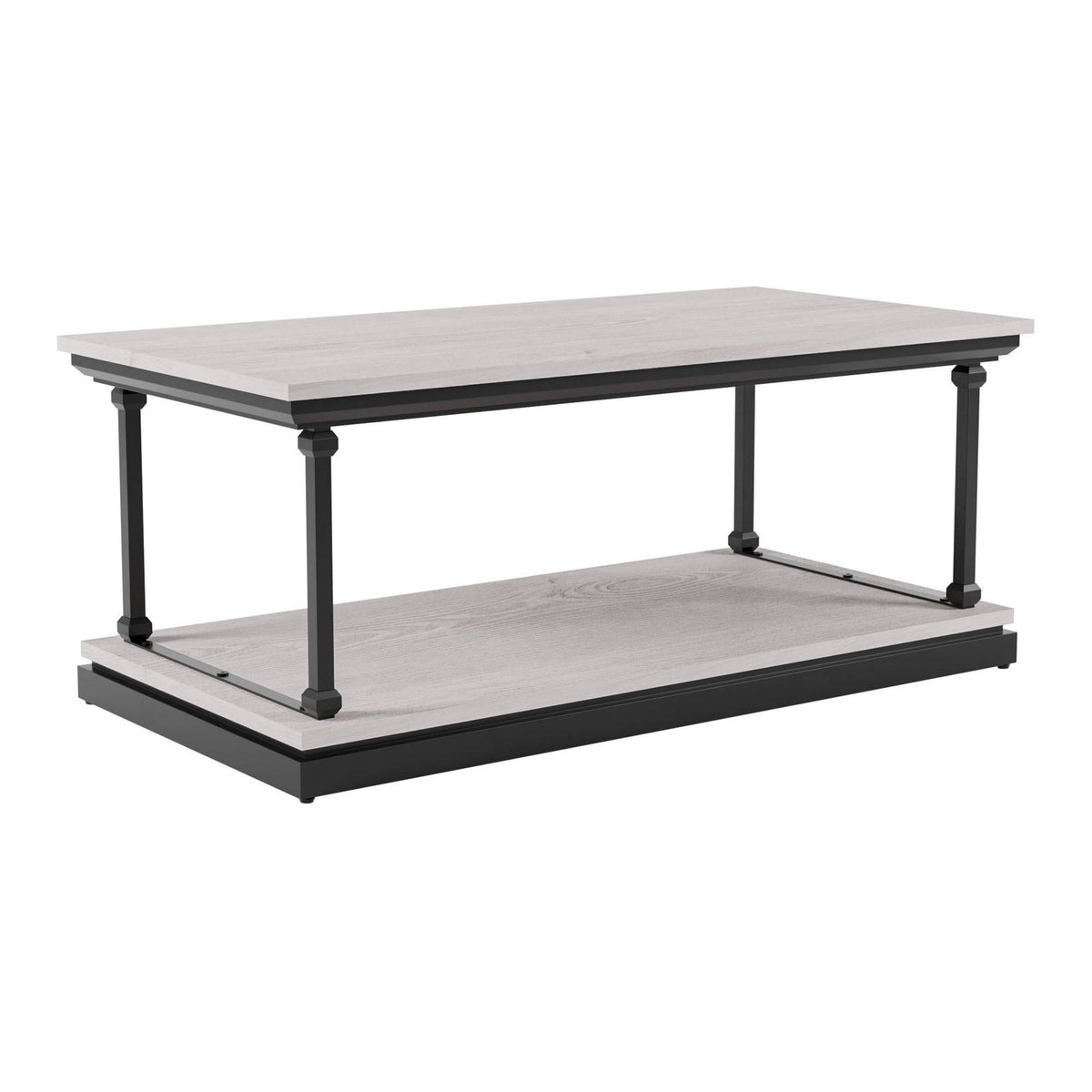 2pc Coffee and End Table Set Antique White/Black M7343