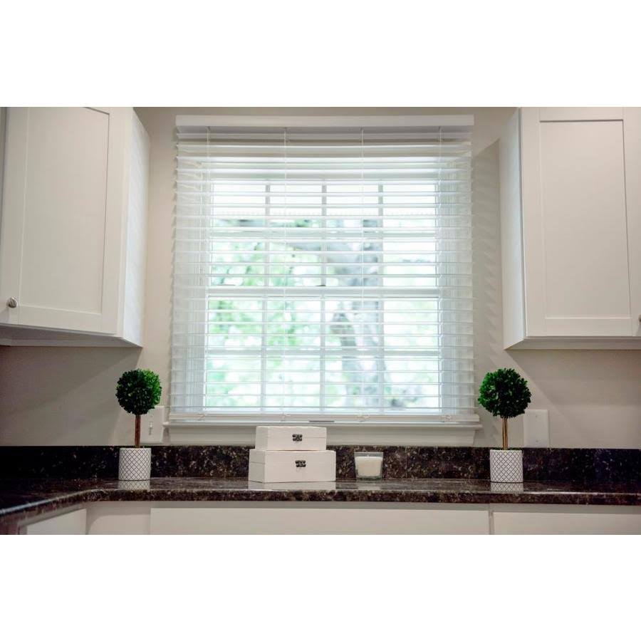 Cordless Soft White Faux Wood Room Darkening Blinds V9984