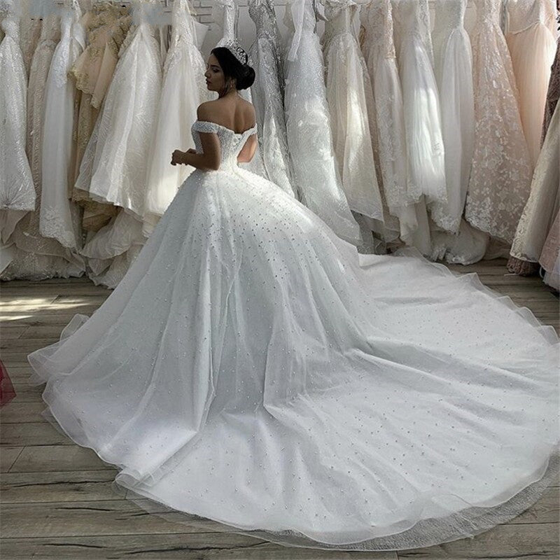 White Plus Size Sweetheart Tulle Wedding Dress P811836