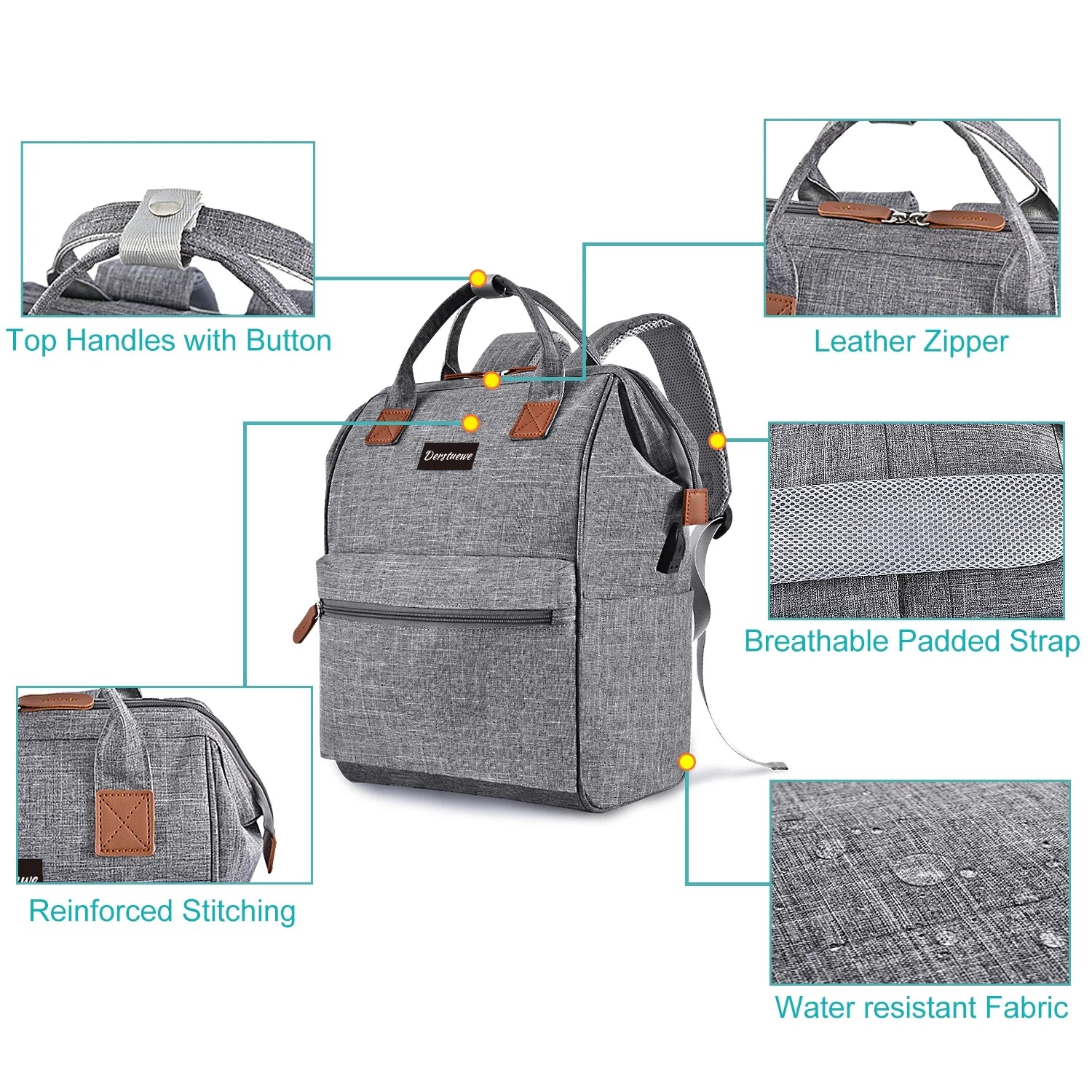 Grey Casual Backpack with USB Charging Port L448547