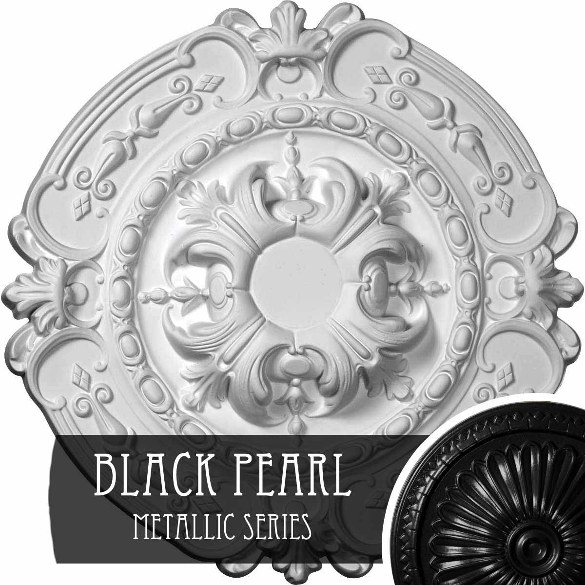 Hand-Painted Black Pearl Ceiling Medallion F2626