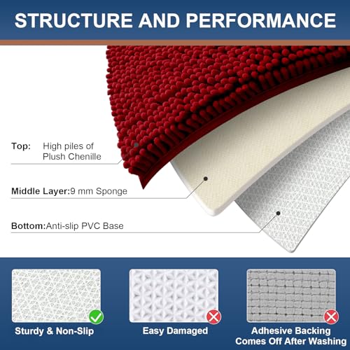 2 Piece Chenille Bath Mat Set (30" x 20"+24" x 16", Dark Grey) X903