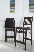 Espresso Bonded Leather Folding Counter Height Stools Set of 2 D187215