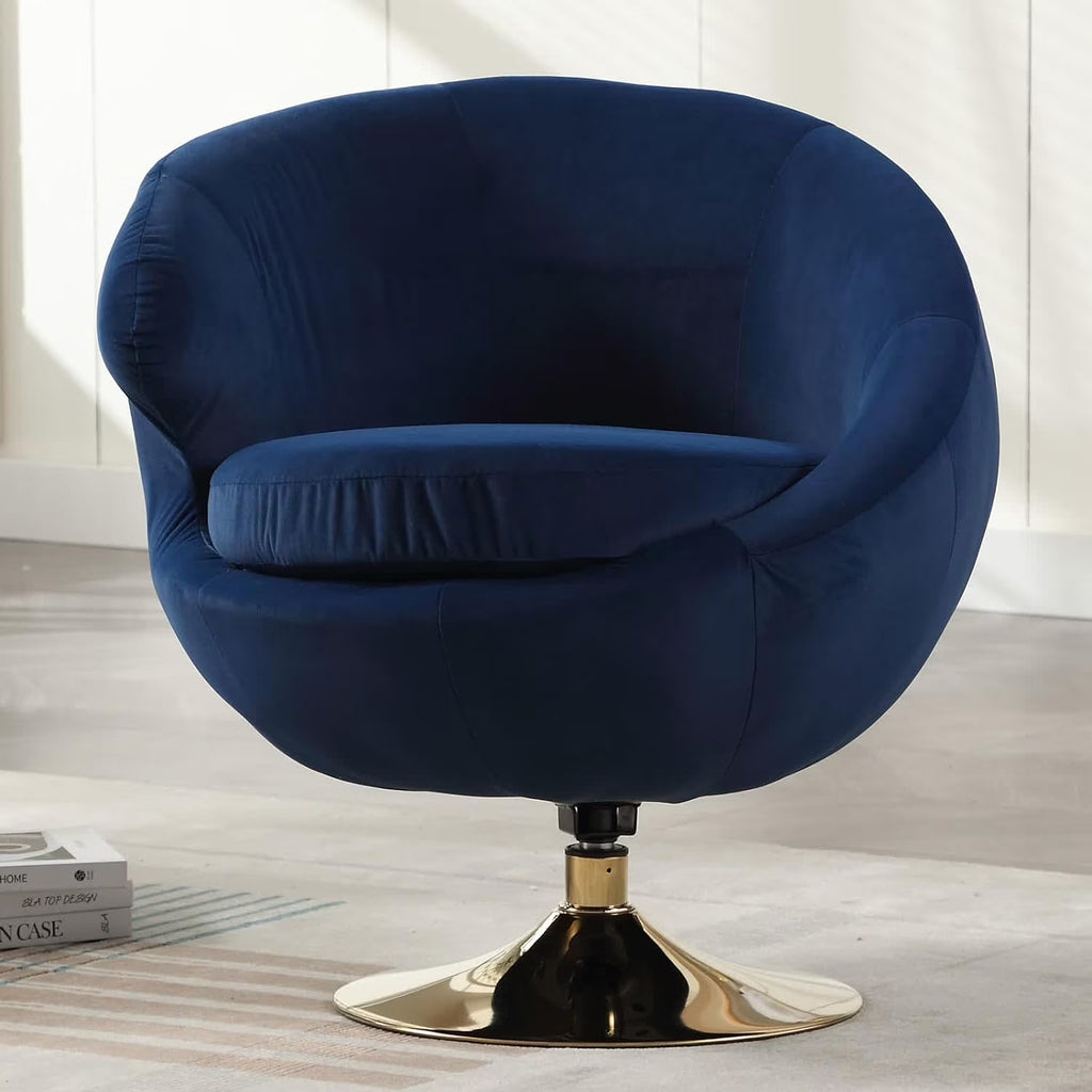 Blue Velvet Swivel Barrel Chair F7993