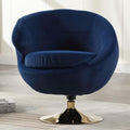 Blue Velvet Swivel Barrel Chair F7993