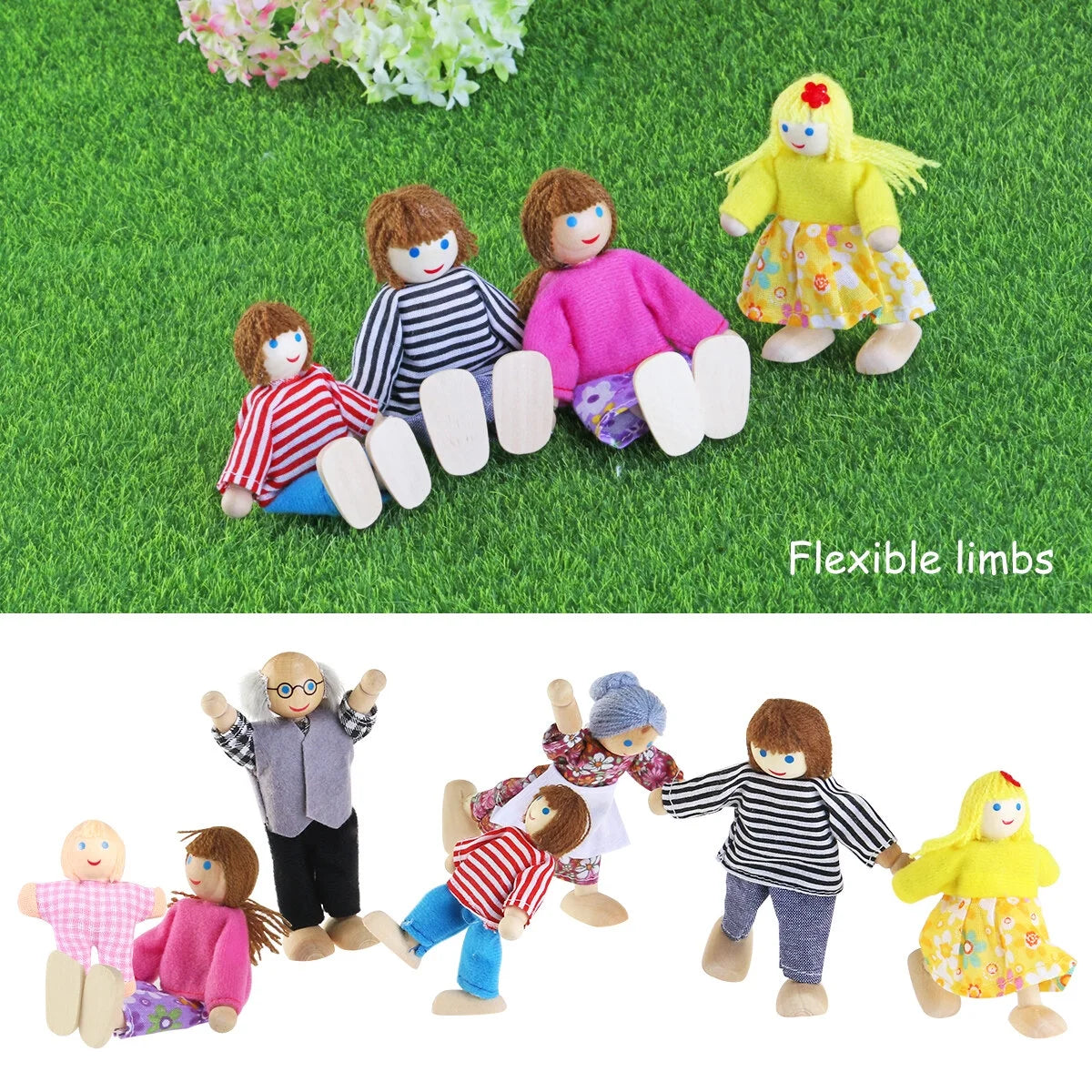 Wooden Dolls Playset Set of 7 People W8041