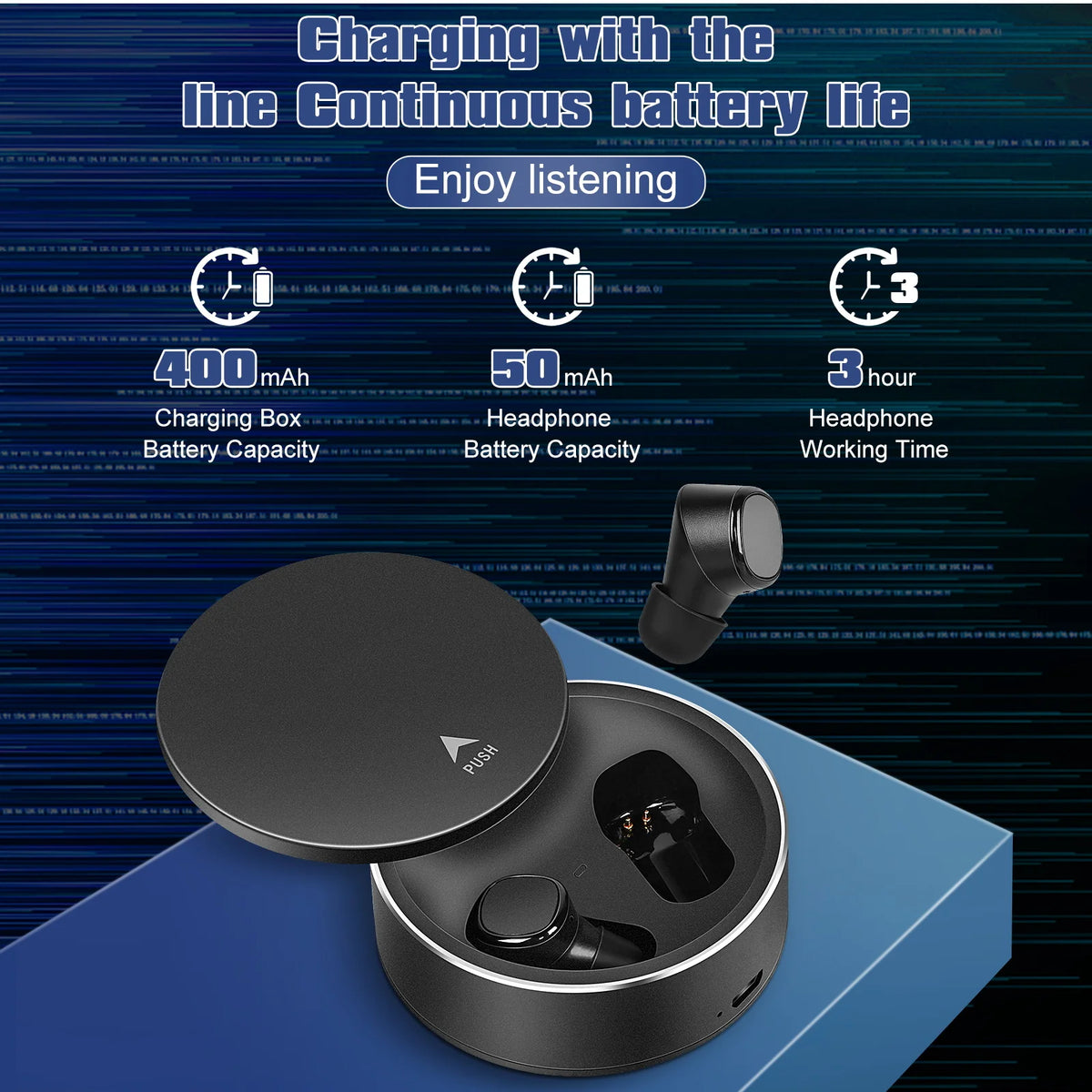 Black True Wireless Earbuds with Mic W9511