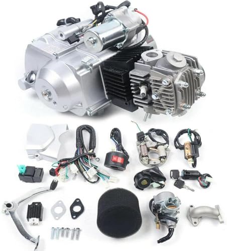 140cc 4 Stroke Engine Motor, Complete Engine Kit Single Cylinder Horizontal 4-speed Transmission Manual Clutch CDI Q7311