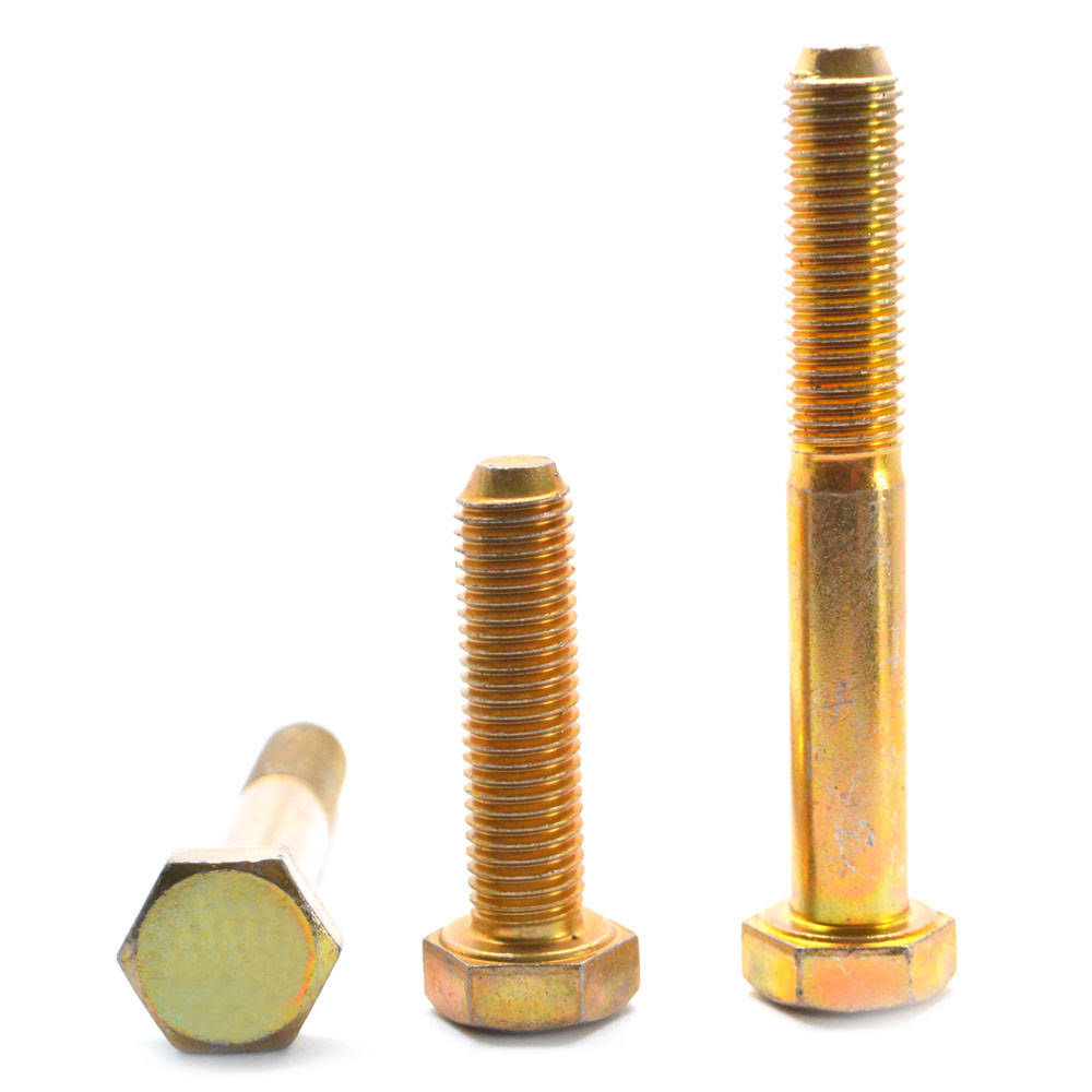 1/2-13 x 1 1/2 Coarse Thread Grade 5 Hex Cap Screw, Medium Carbon Steel Yellow Cadmium Plated I4550