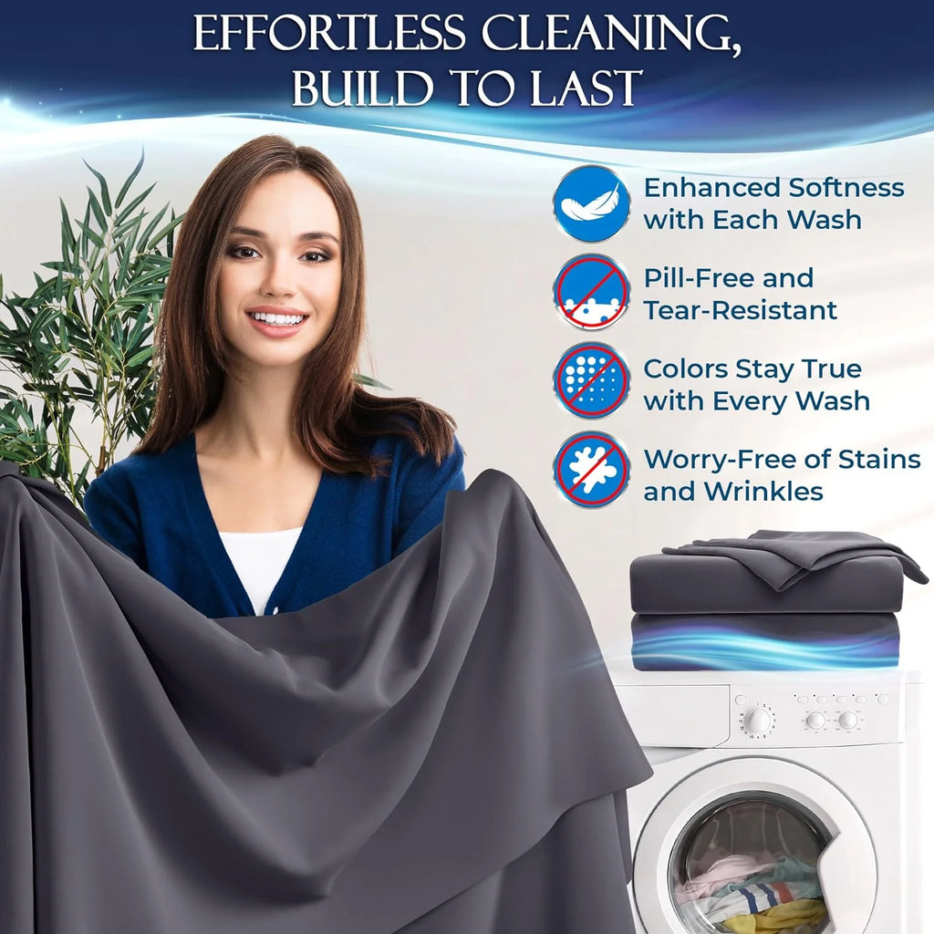 Cooling Viscose Microfiber Bed Sheets Set 4pcs Q777