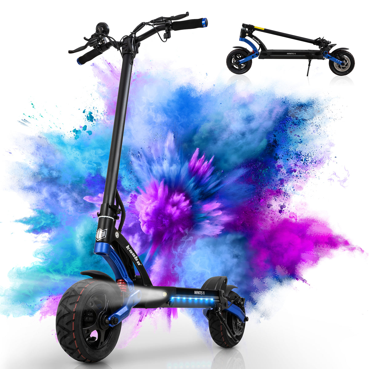 Blue Electric Scooter with 25 Miles Range, 19 MPH, 500W Motor, 10 inch Wheels D68258