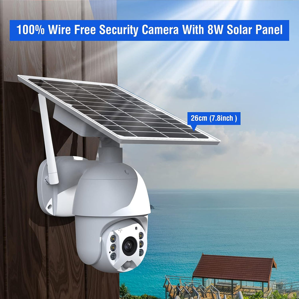 1080P Wireless WiFi PTZ Solar Security Camera with Color Night Vision Y615828