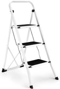 3-Step Folding Step Stool with Anti-Slip Pedal and Handrails M9472