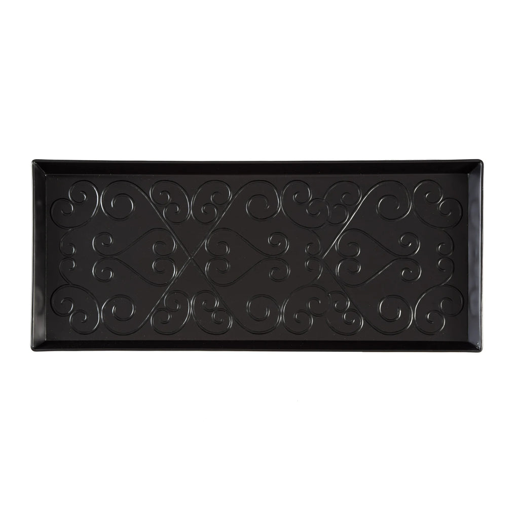 Black Metal Boot Tray with Coir Insert C557