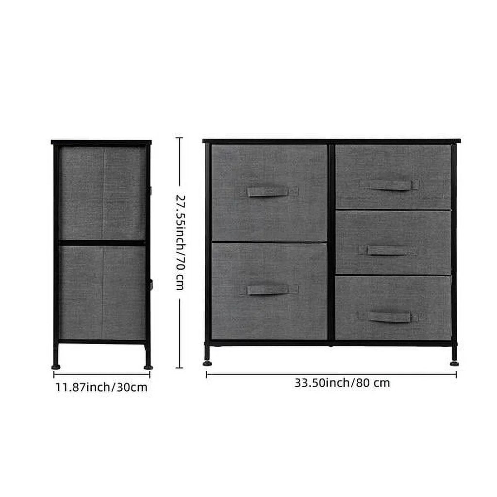 5 Fabric Drawer Steel Frame Storage Cabinet Dresser W928353