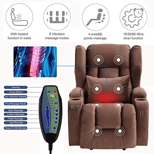 Overstuffed Power Lift Recliner Chair with Massage and Heating Y957051