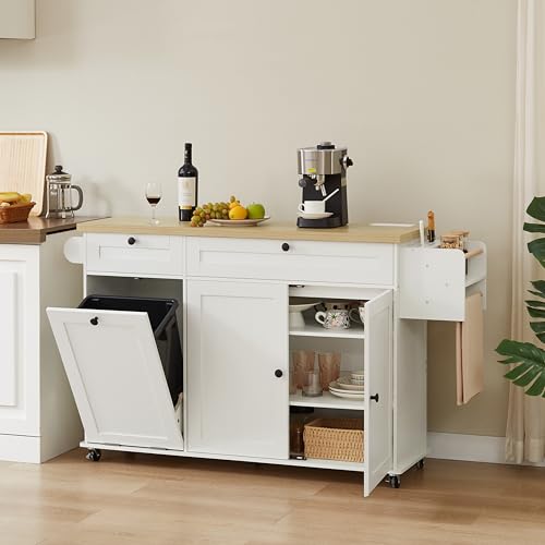 60" Kitchen Island with Power Outlet & Drop Leaf Q383030