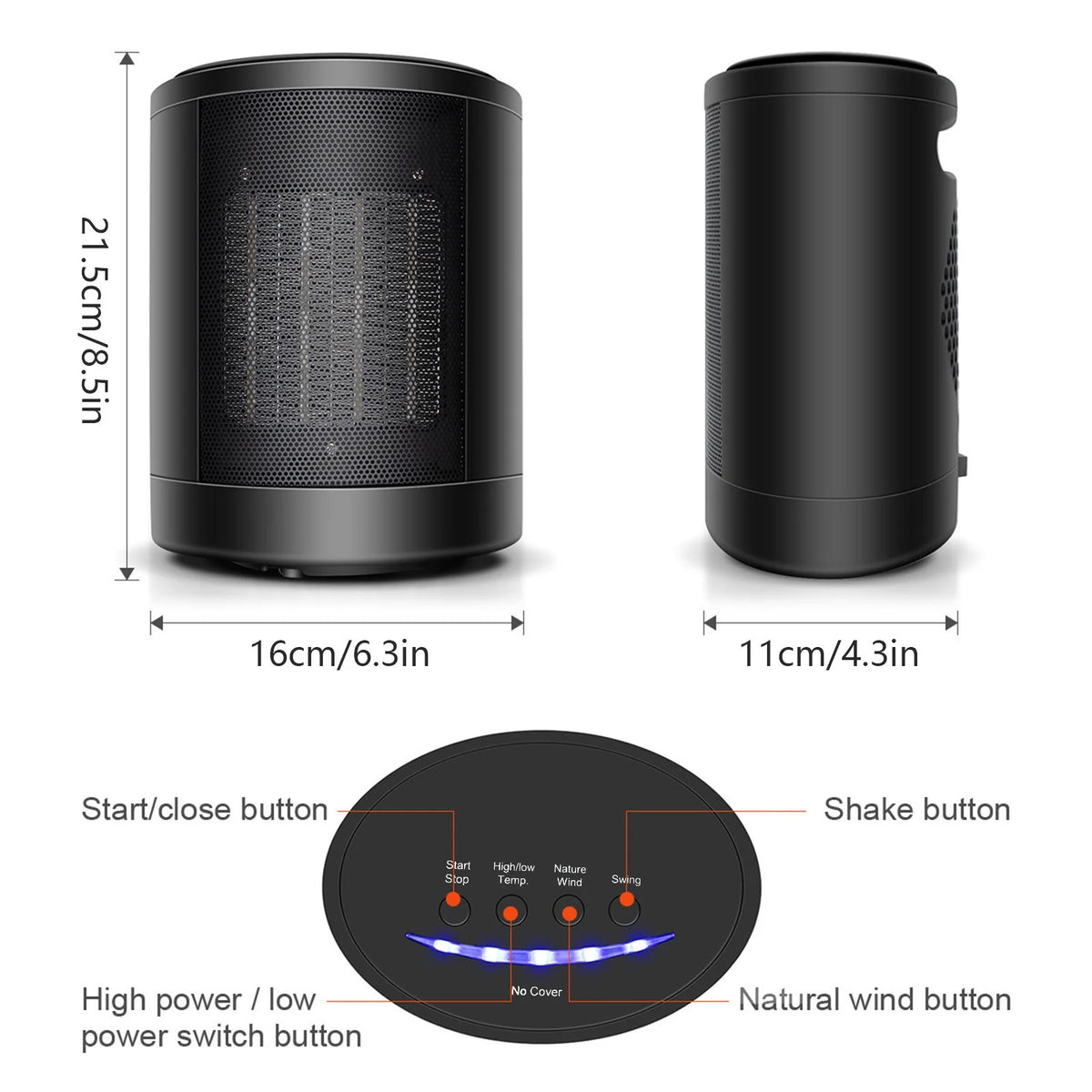 Black Portable Electric Space Heater P6313