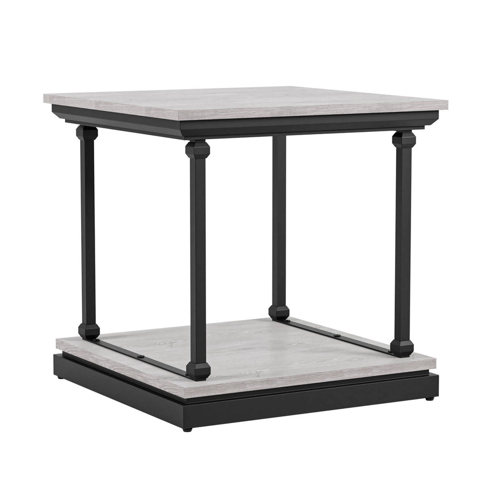 2pc Coffee and End Table Set Antique White/Black M7343