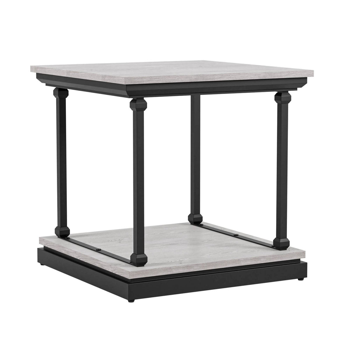 2pc Coffee and End Table Set Antique White/Black M7343