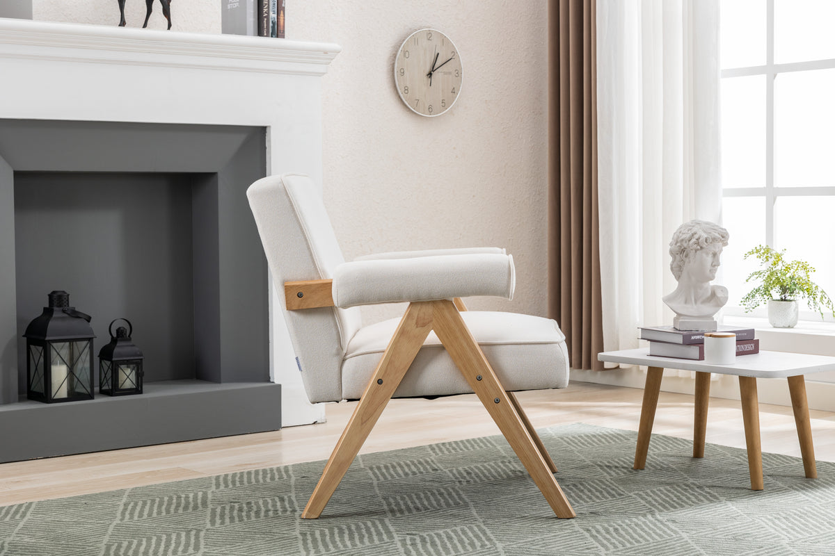 Mid-Century Modern Accent Chair with Solid Wood Armrest D3993