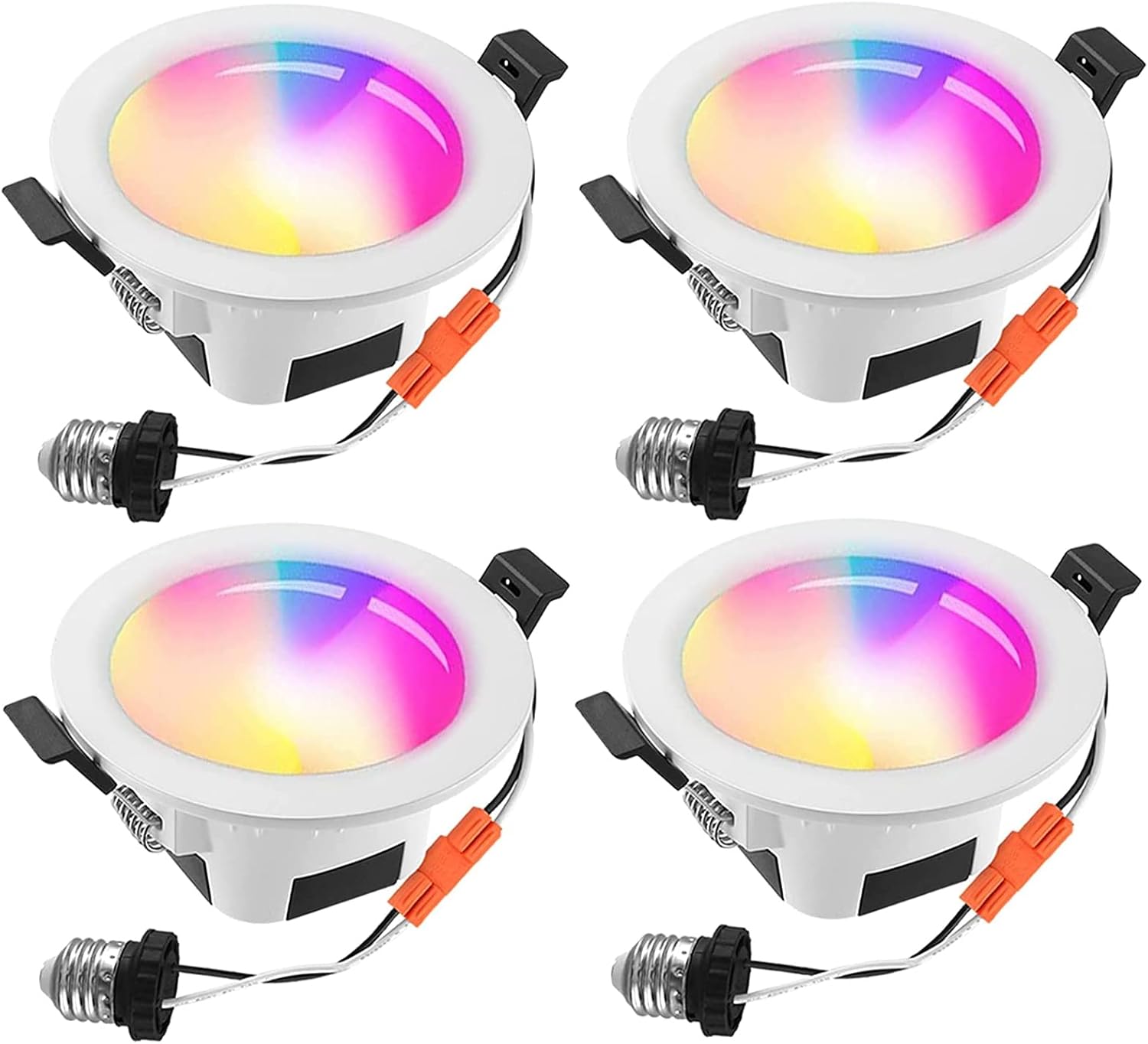 Smart Recessed Downlight 4 Pack LED Lighting Fixtures 3 Inch Dimmable Multicolor Ceiling Can Lights C4600