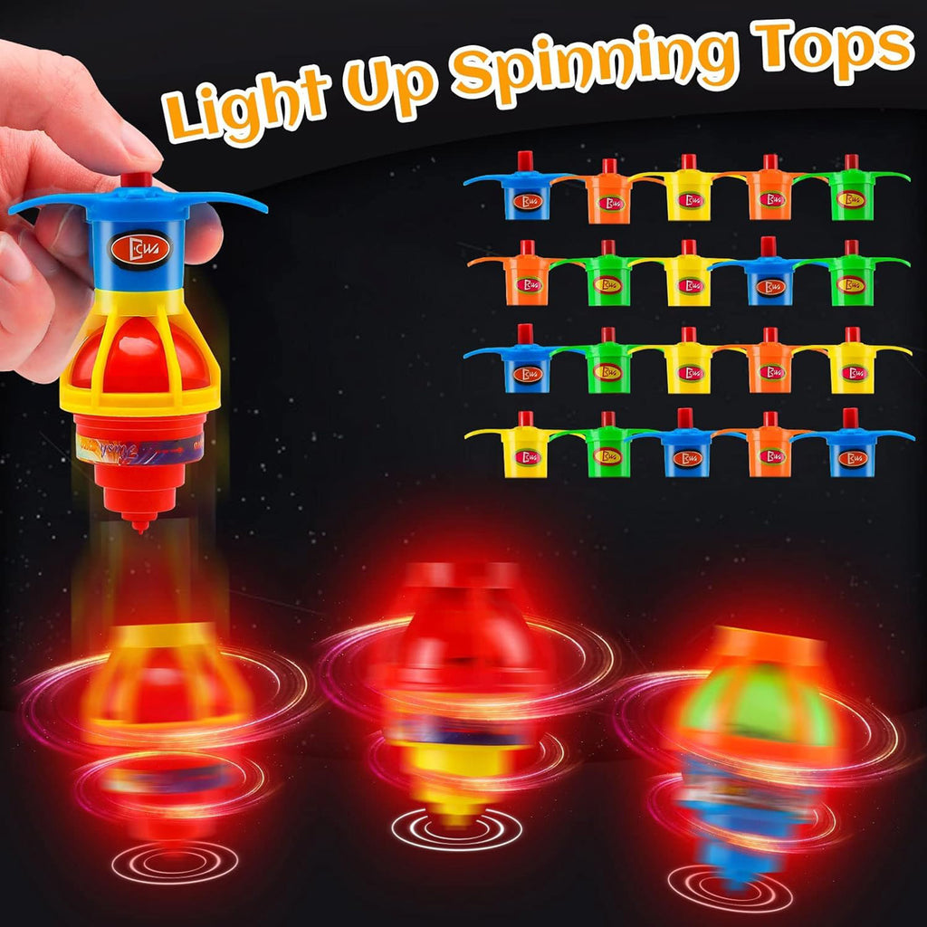 20 Pack UFO Spinning Tops with LED Light Up Flashing Toys V555823