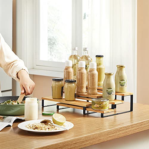Set of 2 Bamboo Shelf Risers in Ink Black and Natural Beige S4791