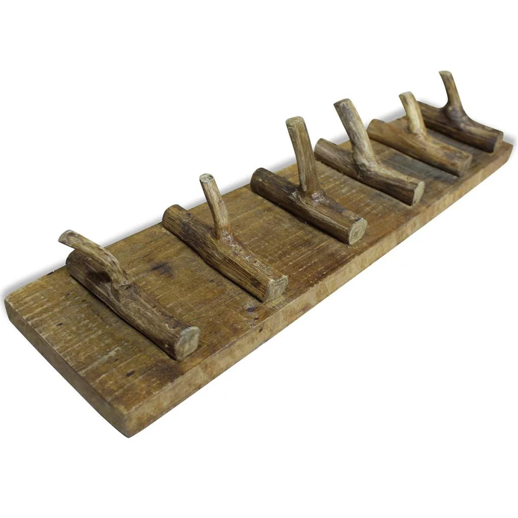 Wall Mounted Coat Rack with 6 Pegs Reclaimed Wood 23.6 x 5.9 Inches T624