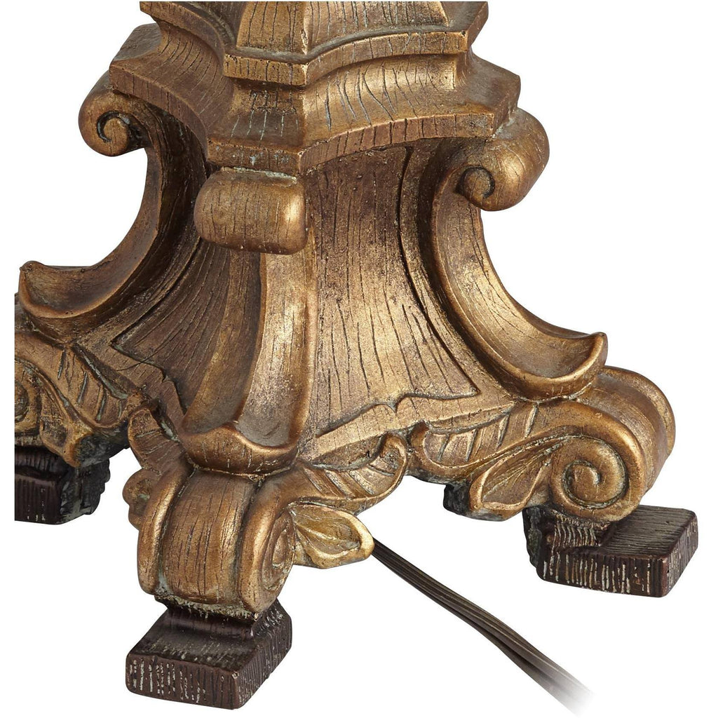 Crystal Gold Candlestick Table Lamp with Beige Bell Shade N767