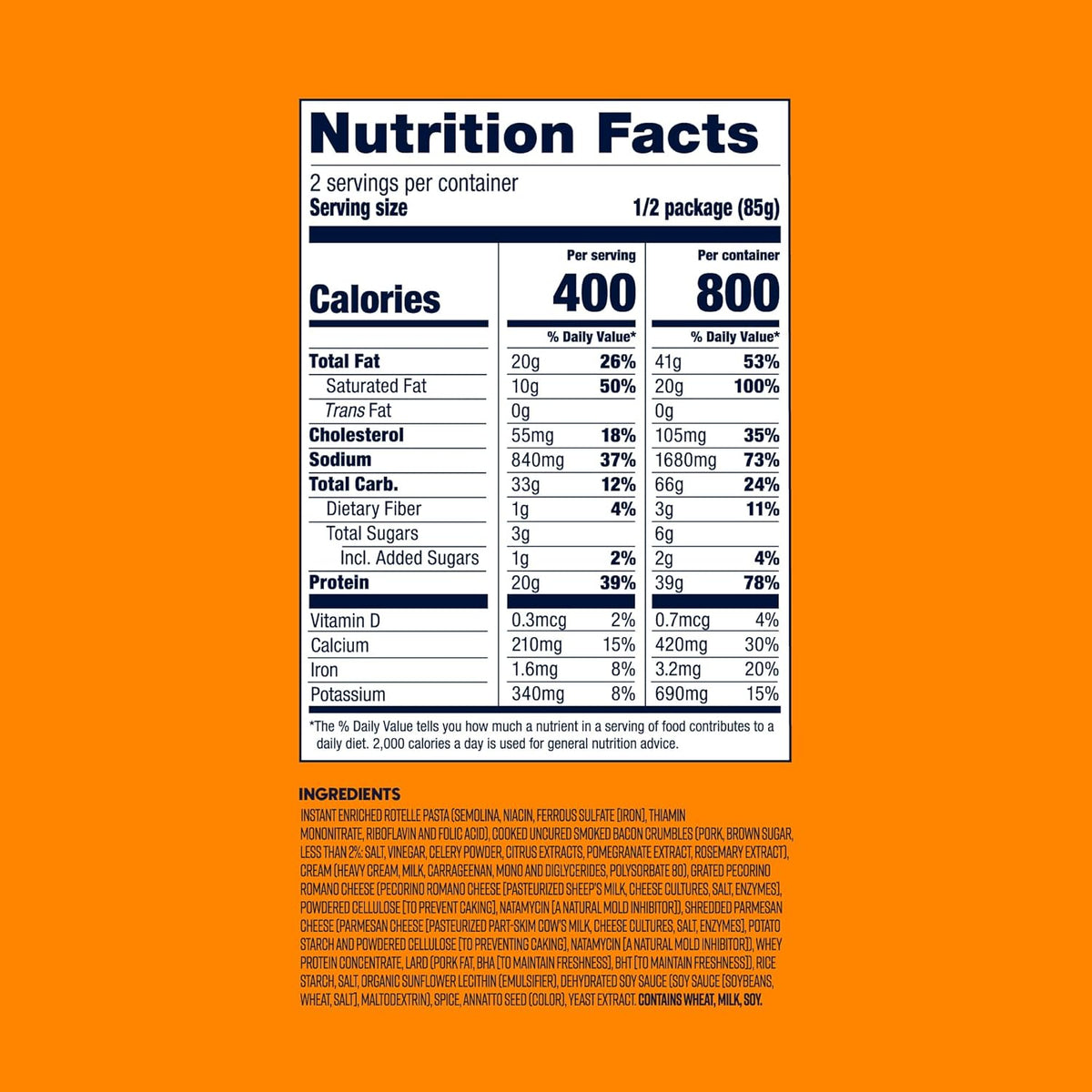 Mountain Food Pasta Carbonara Freeze Dried Meals 2 Servings S76265