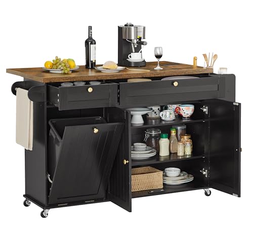 60" Kitchen Island with Power Outlet & Drop Leaf Q383030