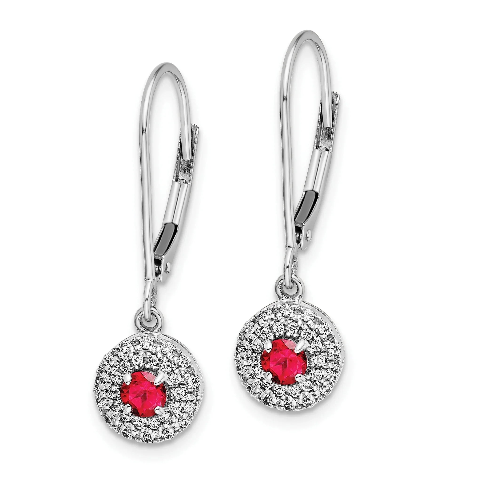 14 Karat White Gold Lab Grown Diamond Leverback Dangle Earrings J268