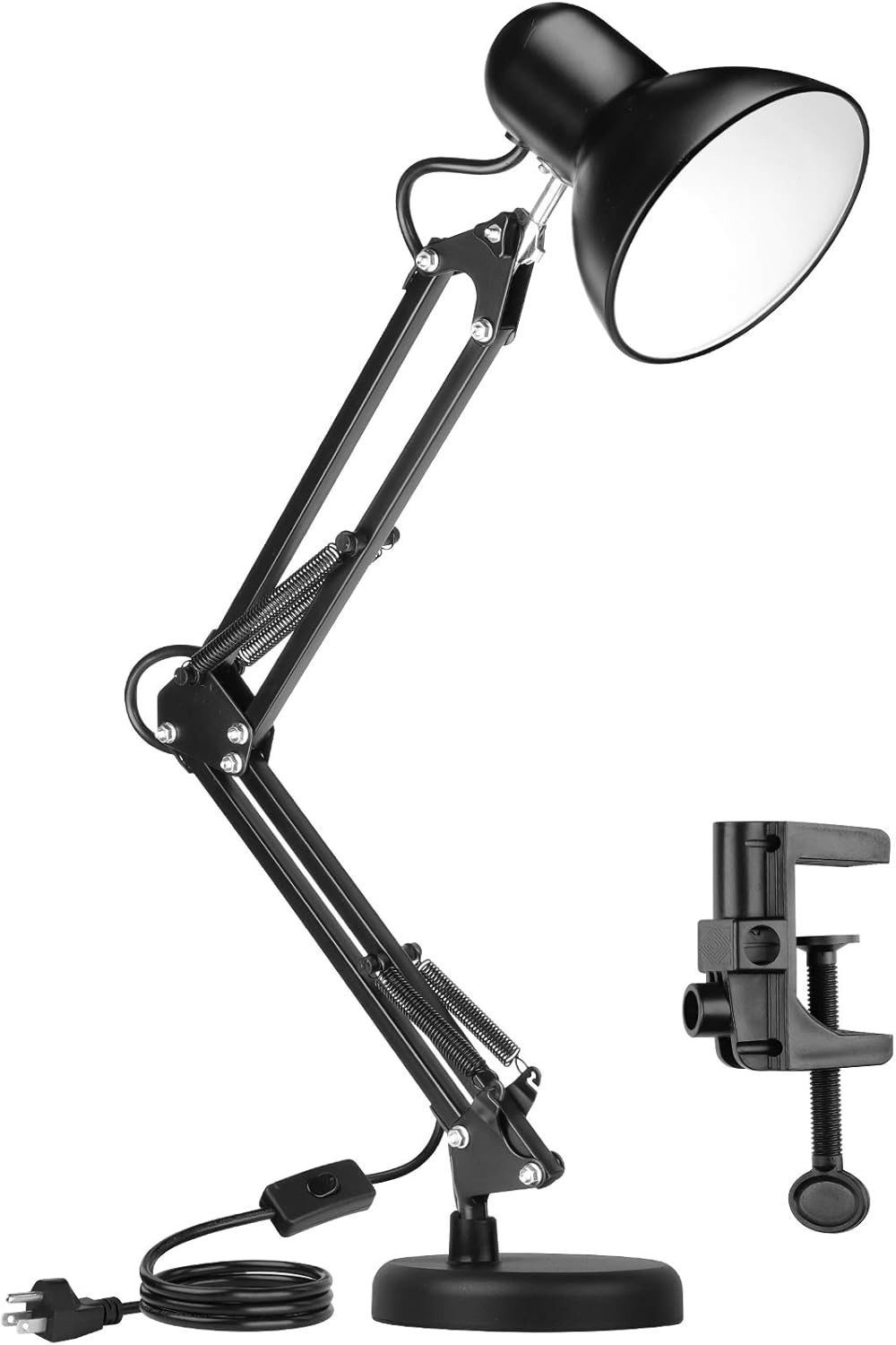 Black Metal Desk Lamp with Interchangeable Base or Clamp M9377