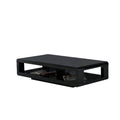 Black Glossy Rectangle Wood Coffee Table with Shelf Q47313