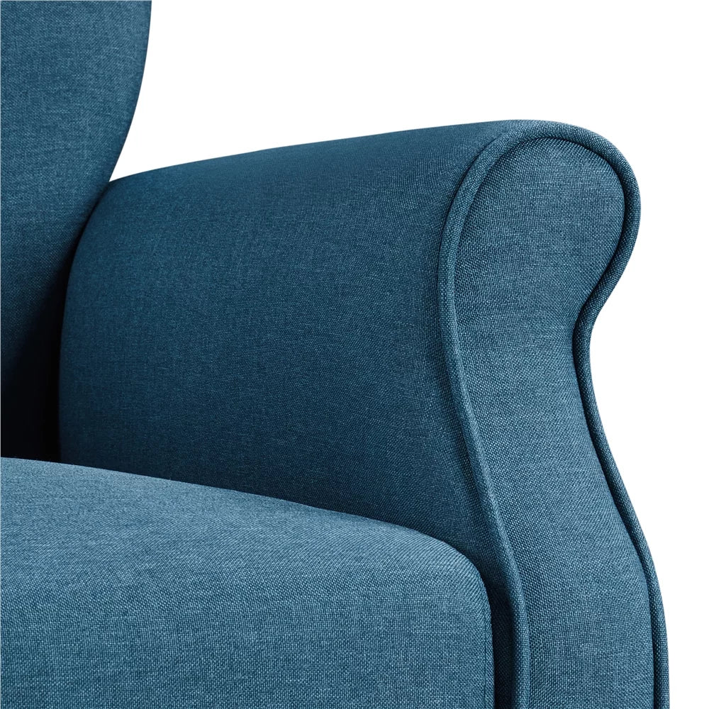 Navy Blue Upholstered Accent Chair with Wooden Leg N926971