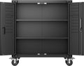Black Metal Steel Storage Cabinet with Wheels and Pegboard Z1232