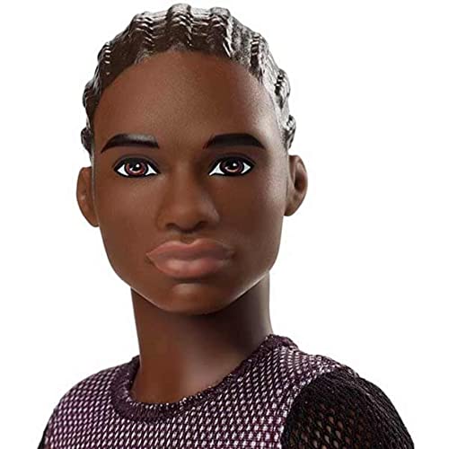 Doll with Sculpted Brunette Hair Wearing T-Shirt, Denim Pants & Shoes V50962