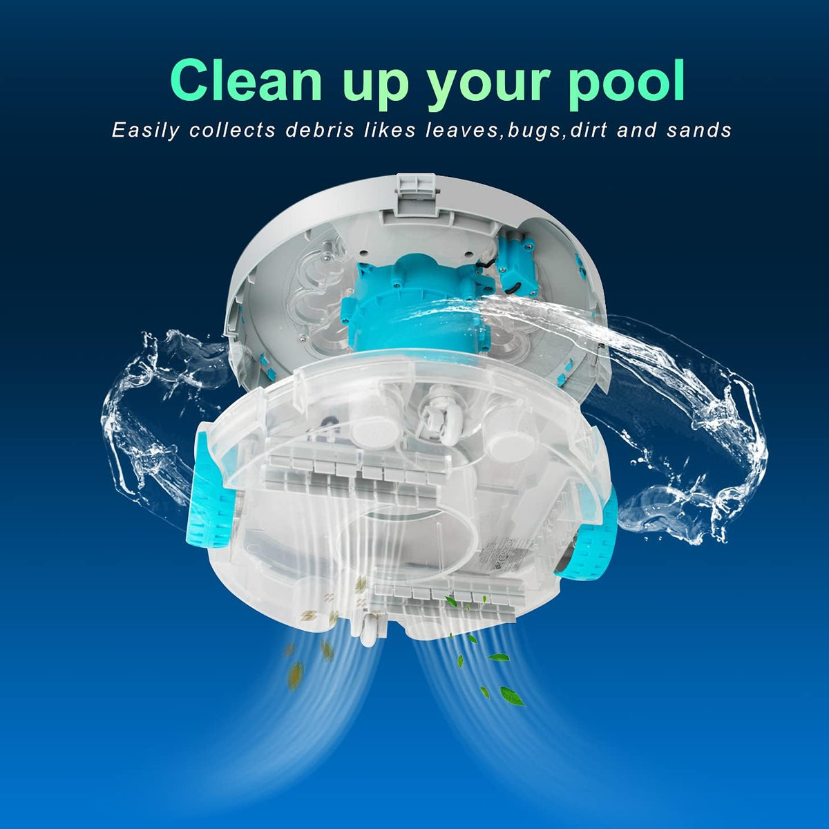 Cordless Automatic Pool Cleaner with Rechargeable Battery, IPX8 Waterproof Pool Robot T511961