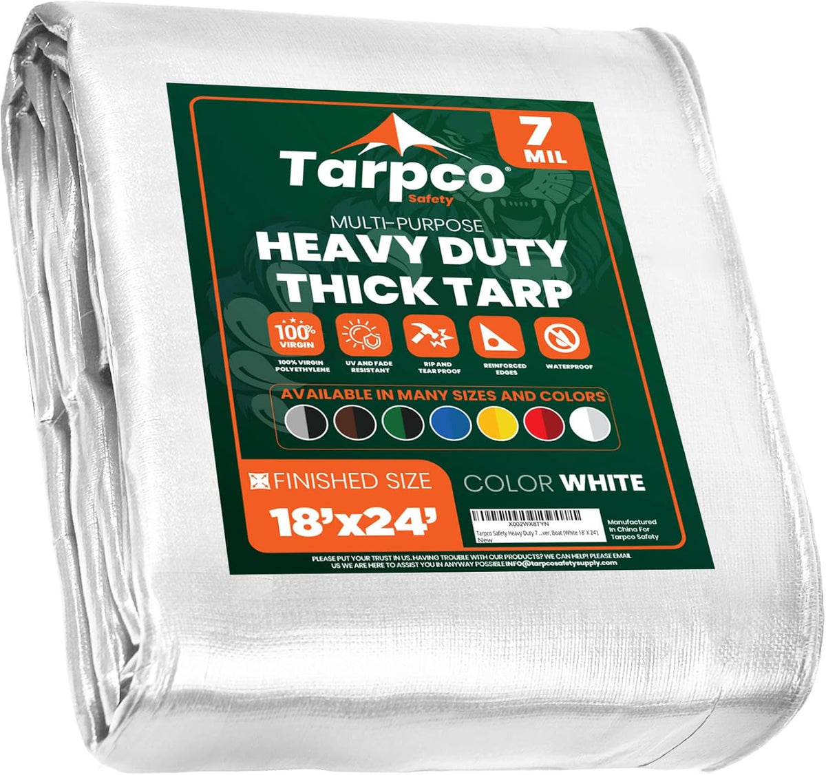 7 Mil Waterproof Poly Tarpaulin with Reinforced Edges V5987