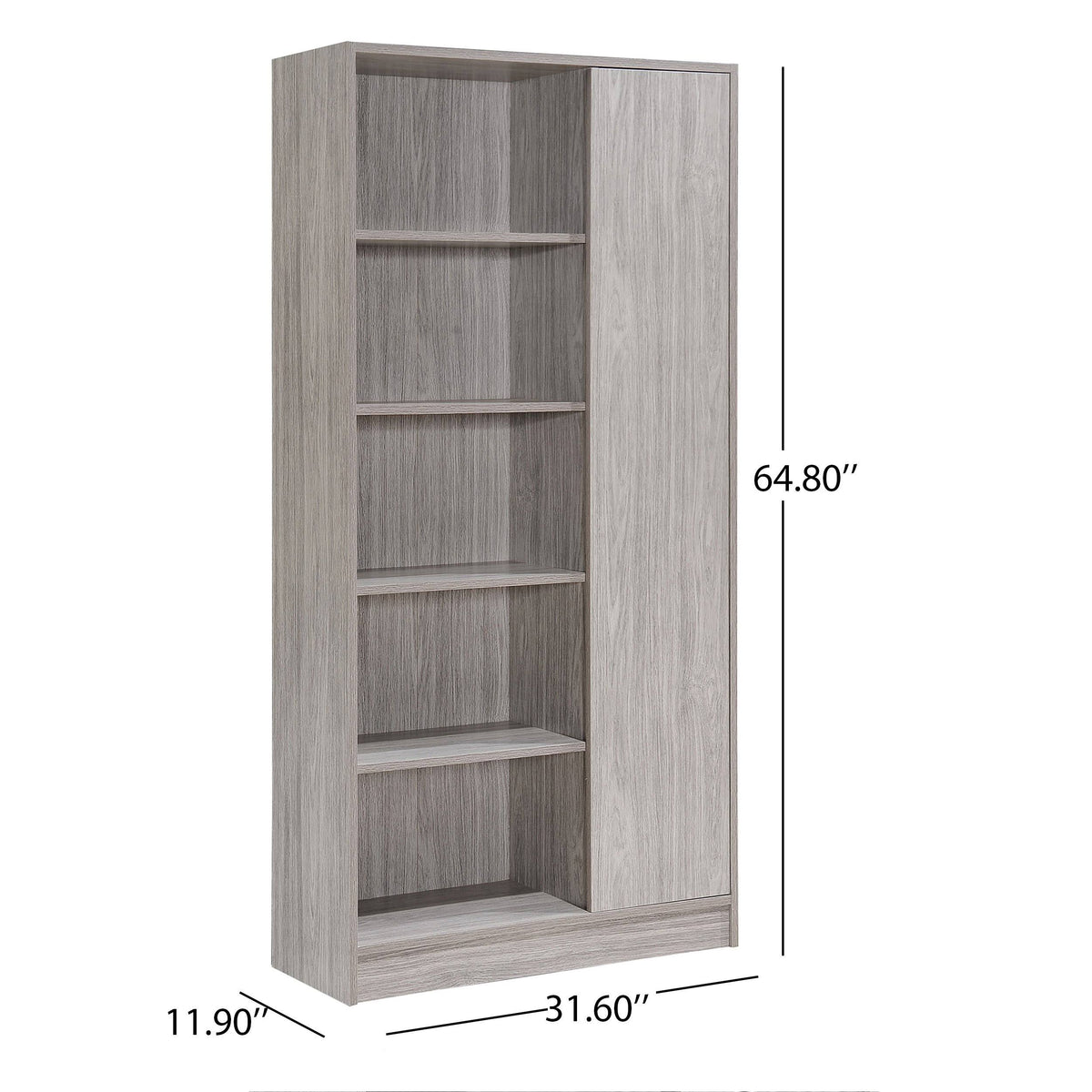 Gray Oak 2 Piece TV Stand and Bookcase Set V5394