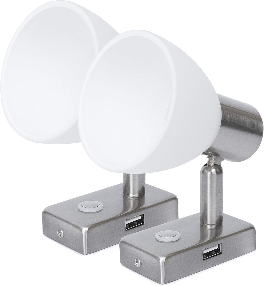 12V LED RV Interior Reading Light 3W with USB Port Touch Switch Dimmable Warm Two Pack D6441