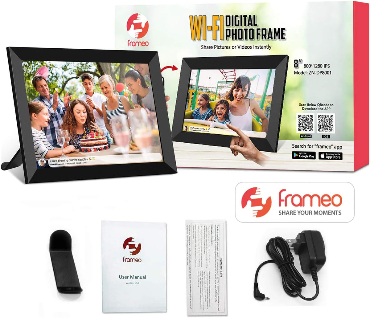 Digital Photo Frame WiFi 8 Inch Touch Screen 16GB Storage J643